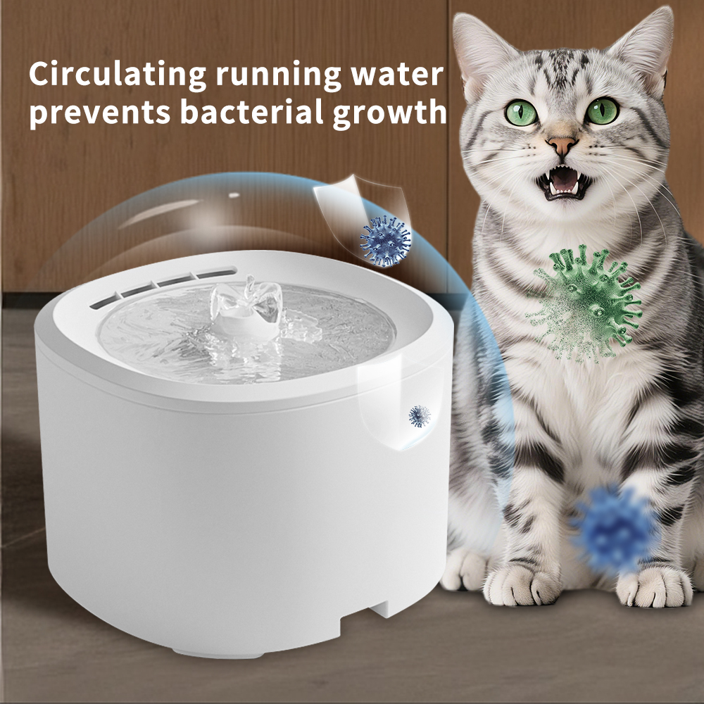 3L Pet Water Fountain, Automatic Circulating Cat Water Fountain with Quiet Pump, Visible Water Level, Easy to Clean, BPA-Free, White, for Cats and Small Dogs