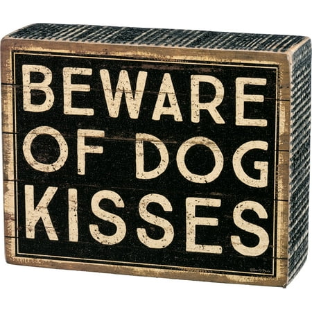 New Primitives By Kathy 5x4 Decorative Wood Box Sign Beware Of