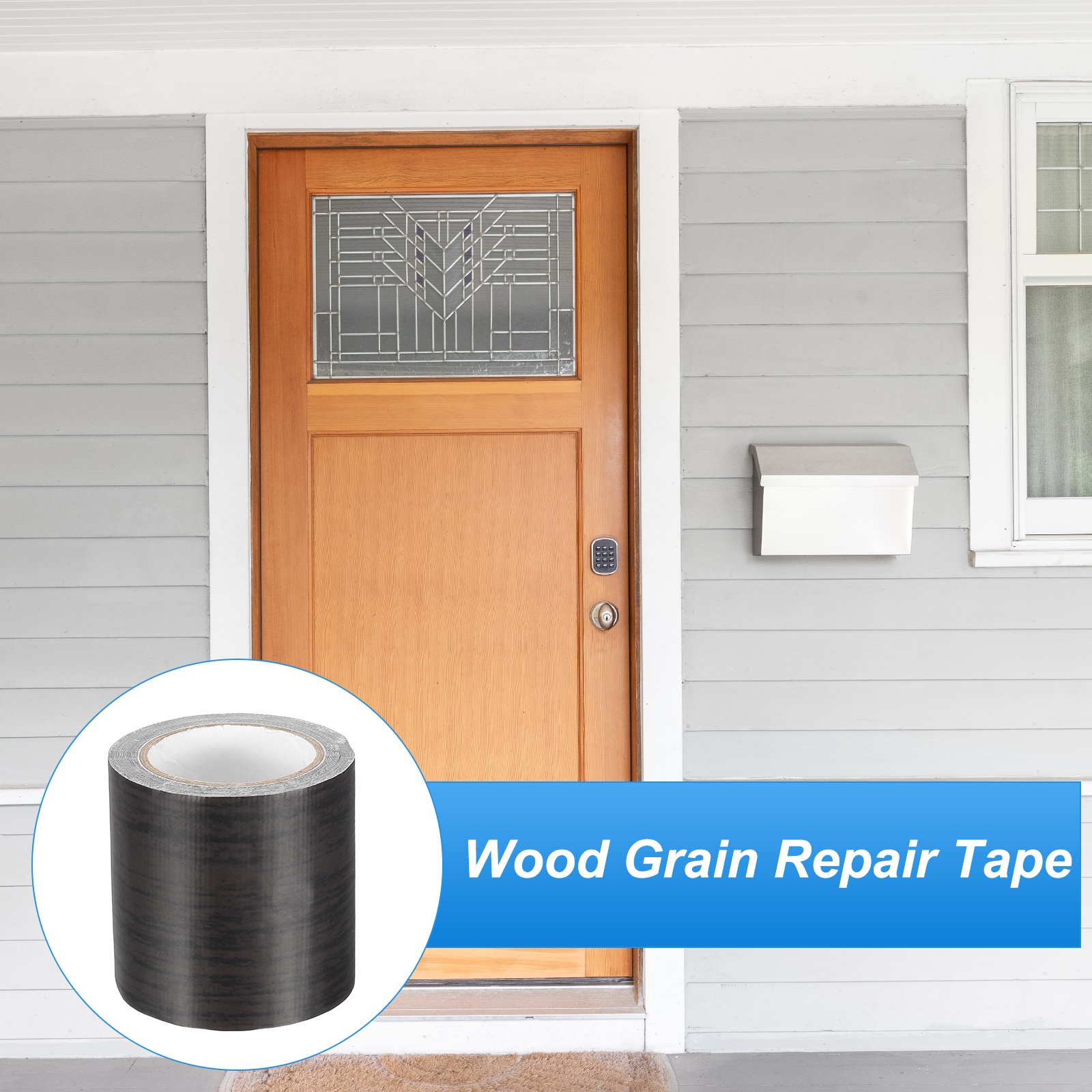 Uxcell 1 Set PE Wood Grain Repair Tape 2.2" x 14.99' Self-Adhesive Wood Grain Repair Tape with Scraper Black Wood Grain