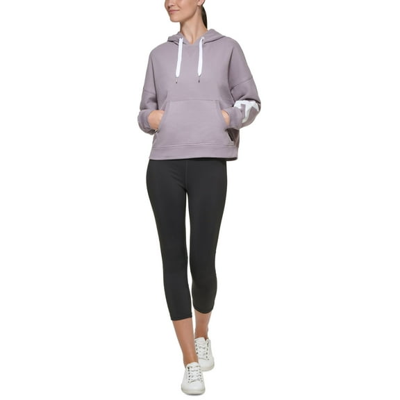 Calvin Klein Womens Performance Jumbo-Logo Fleece Hoodie,Smokey Lilac,XX-Large
