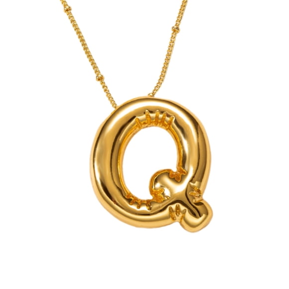 Bubble Letter Necklace Gold Plated Balloon Initial Pendant With Bead Chain Dainty Jewelry Gift For Women