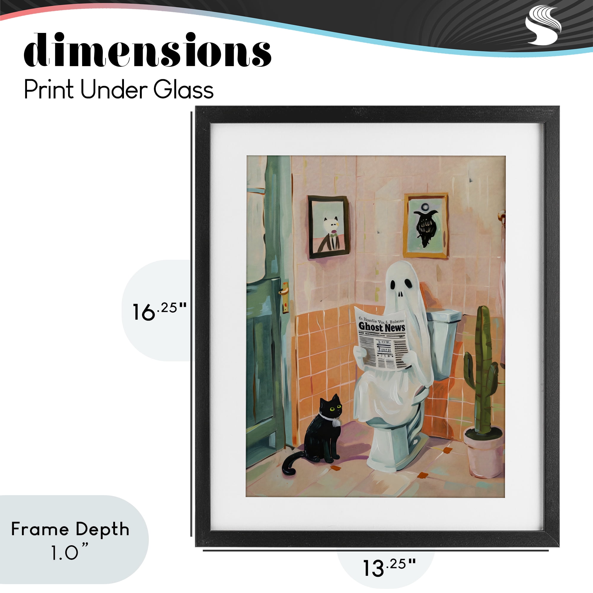 Stupell Industries Ghost Reading Newspaper Black Framed Print Under Glass, design by The Prints Vibe
