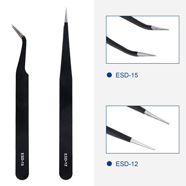 Pack of 4 Professional Craft Tweezers Set for Hobby, Electronics, Model  Making