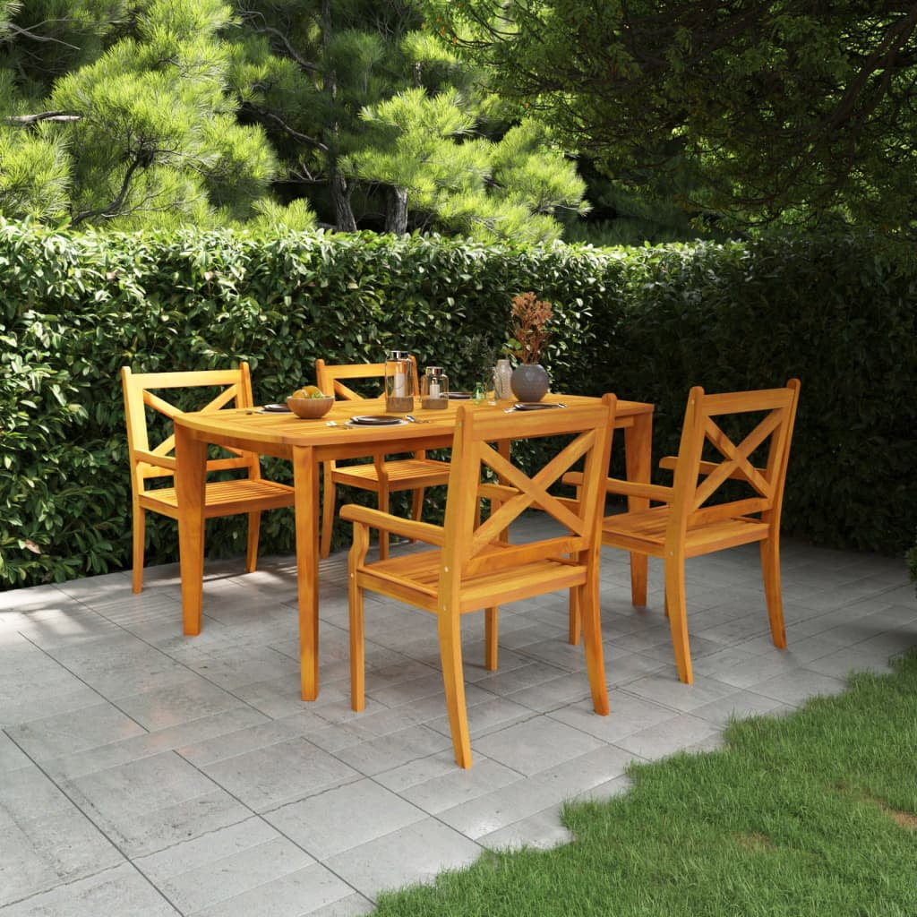 Gecheer 5 Piece Patio Dining Set Solid Wood Acacia