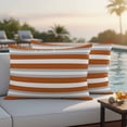 thumbnail image 5 of 2 Pack Outdoor Waterproof Throw Pillows, Modern Minimalist Orange Gray Stripe Decorative Rectangle Pillow Case Patio Pillows for Chair Couch Sofa 20x12in, 5 of 9