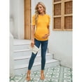 thumbnail image 2 of Maternity Shirts Women's Floral Print Tops Pregnancy Short Sleeve Striped Ruched Side Tunic Top, 2 of 5