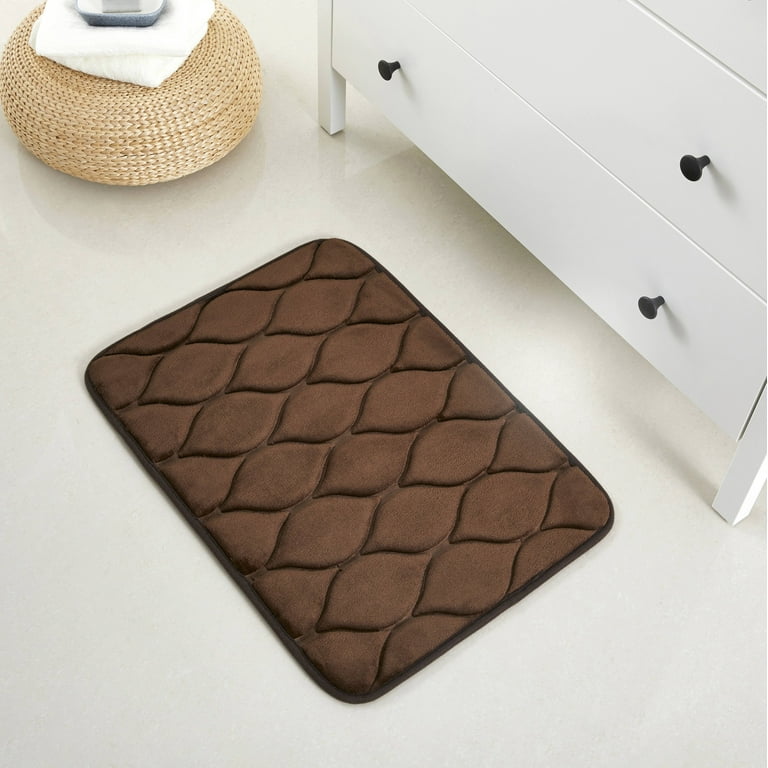  Yafa Home Fashion 3 Piece Rectangular Design Embossed Solid  Color Memory Foam Soft Bathroom Rug Set Non-Slip PVC Backing : Home &  Kitchen