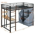 thumbnail image 3 of Twin Size Loft Metal Bed with Desk,Shelves,Power Outlet,LED Light and Wardrobe, Black, 3 of 10
