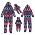 thumbnail image 1 of Mono de franela con capucha para madre, padre y niños, pijama a juego con estampado azul oscuro Vintage de Navidad para invierno, 1 of 4