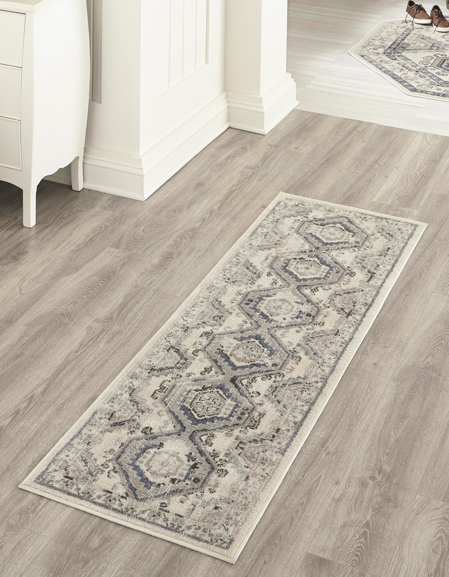 Charlotte Collection Rug 8 Ft Runner Aqua LowPile Rug Perfect For Hallways