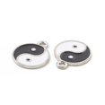 thumbnail image 2 of Alloy Enamel Pendants Platinum Flat Round with Yin Yang Pattern Charm Platinum 17.5x14.5x1mm Hole: 1.8mm, 2 of 3
