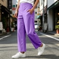 thumbnail image 7 of SimpleJoyi Women's Solid Quick Dry Cropped Pants Elastic Waist Side Pockets Relaxed Wide Leg Casual Trousers Size S-XXXL, 7 of 7
