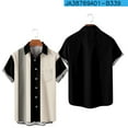 thumbnail image 4 of S-4XL Button-Down Shirts for Men Big & Tall Short Sleeve Plus Size Collared Tshirts Shirt with Pocket Color-Block Comfort Loungewear Tops Clearance, 4 of 5