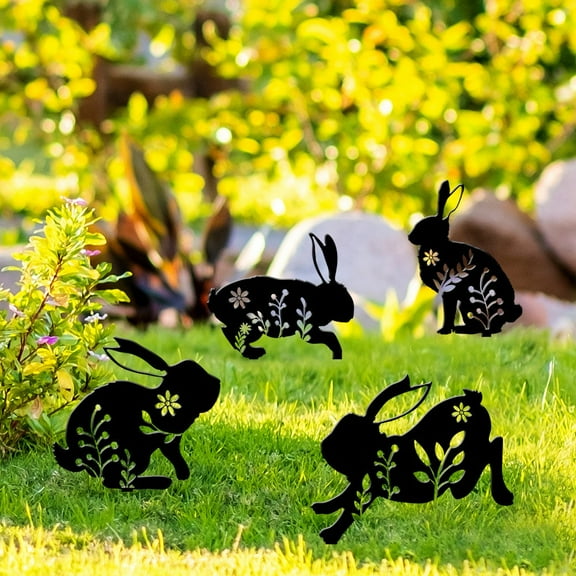 Acrylic Bunny Garden Decor, Rabbit Silhouette Yard Decor for Outside, Waterproof Lawn Decor