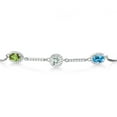 thumbnail image 2 of Gem Stone King 925 Sterling Silver White Created Moissanite Green Peridot Sky Blue Aquamarine and Swiss Blue Topaz Tennis Bracelet for Women By Keren Hanan (1.88 Cttw, Fully Adjustable up to 9 inch), 2 of 4