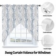 thumbnail image 2 of Swag Curtains Valances for Windows, Blue Grey Minimalist Tree Short Kitchen Window Curtains Over Sink, Vintage Branch Cafe Curtains Panel Set Of 2,Rod Pocket, 36 Inches Length, 2 of 8