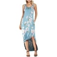 thumbnail image 1 of Leutsin Robe Longue Sans Manches à Col Rond Imprimé pour Femmes Robes Maxi d'Été avec Poche, 1 of 8