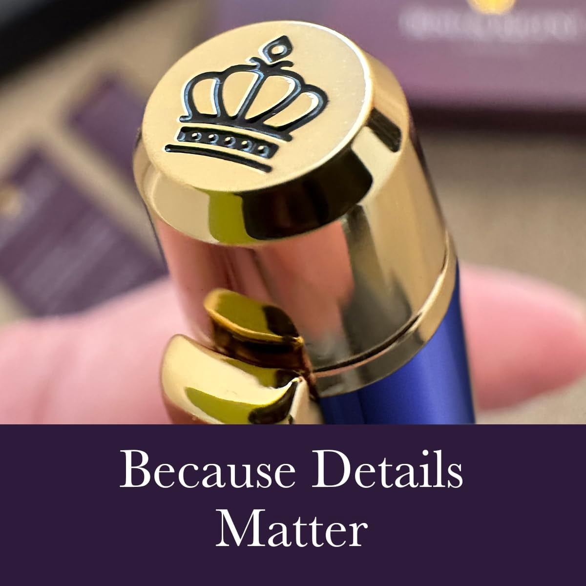 24 Karat Luxury Rollerball Pen - Fancy Executive Professional Writing Gift Set For Men Women  Nice Pens Royal Blue