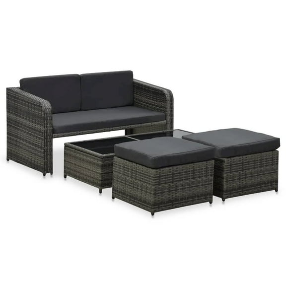 vidaXL Patio Furniture Set 4 Piece Patio Conversation Set with Table Rattan