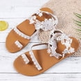 thumbnail image 6 of Dakaela Flat Sandals for Women Lace Toe Ring Summer Flip Flops Lightweight Beach Footbed Flower Slides, 6 of 7