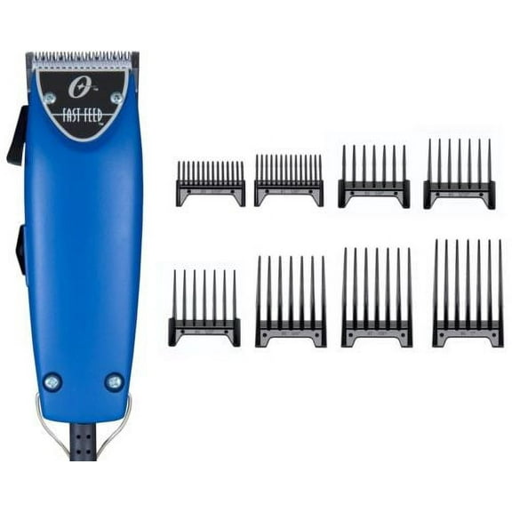 Oster Fast Feed Limited Edition Blue Soft Touch Hair Adjustable Pro Clipper 8pc Combs