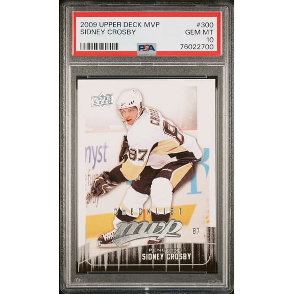 Sidney Crosby 2009 Upper Deck MVP Hockey Card #300 Graded PSA 10 Cert #76022700