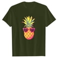 thumbnail image 3 of Ladies Fashion Casual Pineapple Print T Shirt Short Sleeve Top5 Compression Long Sleeve Women Short Sleeve Scrub Jackets Athletic Shirts Women Loose Fit Tee Shirt T Shirt Womens Oversized Tee Women, 3 of 4