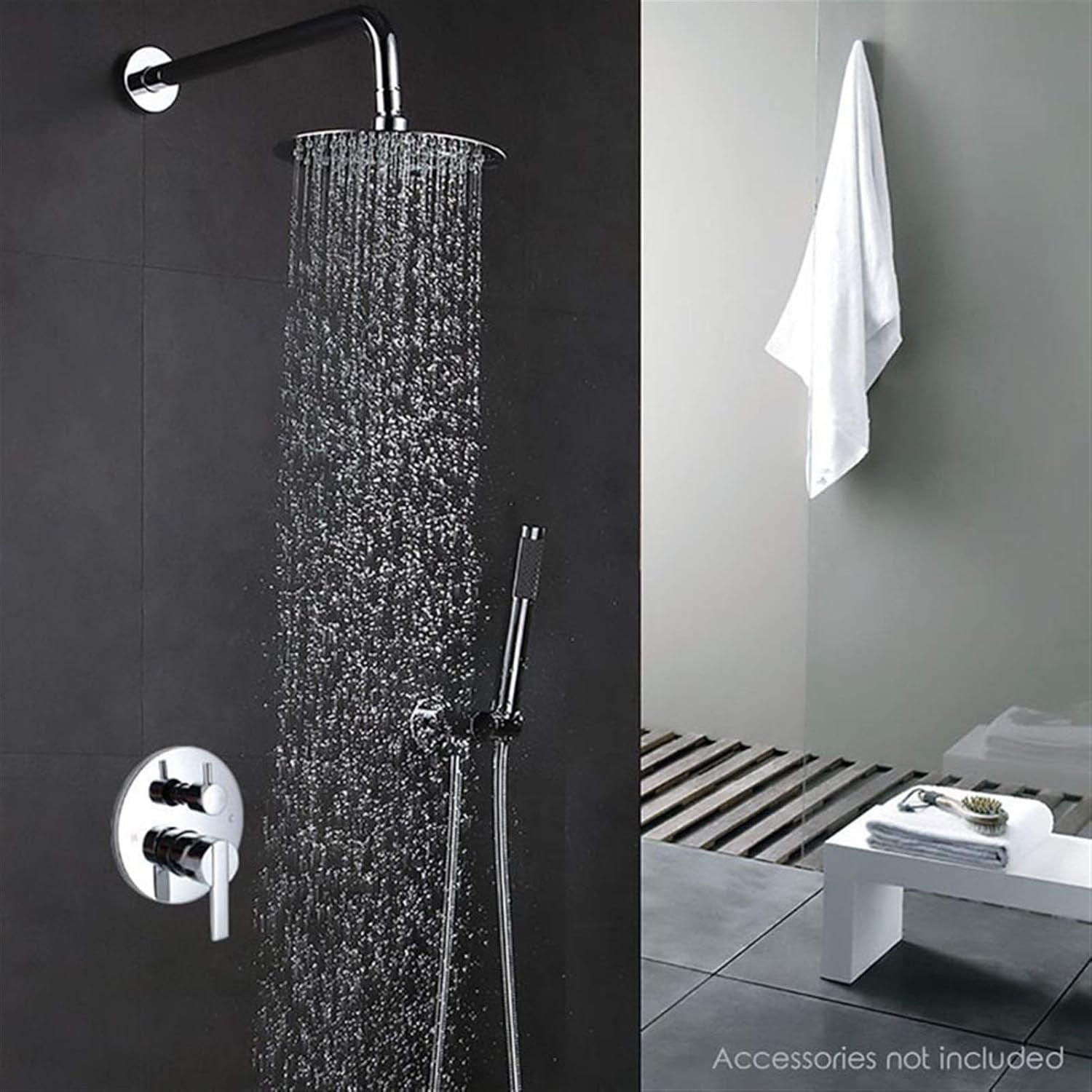 Round Easy Cleaning Rain Shower Head Fixed Showerheads, Stainless Steel Ultra Thin Powerful High Pressure Top Spray Bathroom Rainfall Showerhead(Brushed Nickel) for Bathroom
