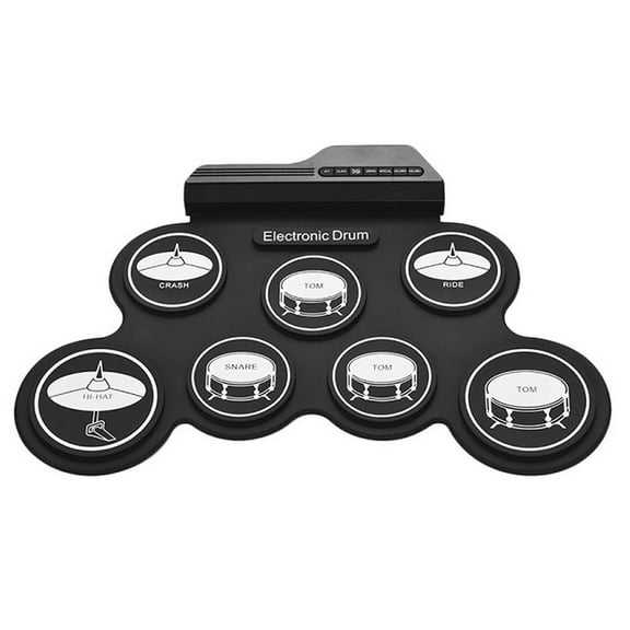 lixuesong Electric Drum Set, 7 Drum Pad with Speakers, Rolls-up Electronic Drum Set with Drum Pedals Drum Sticks for Children