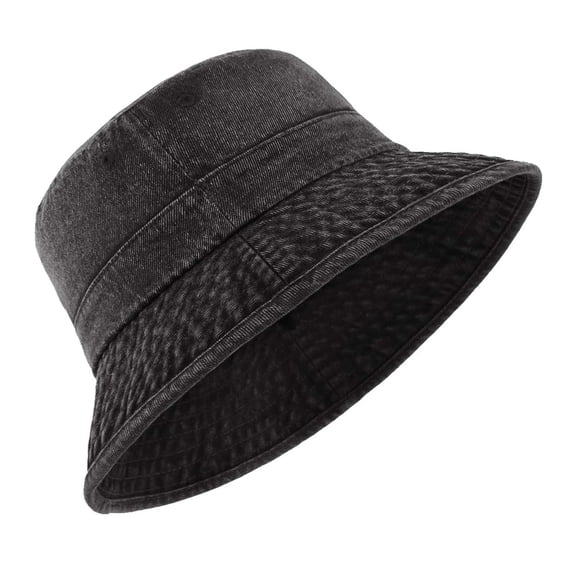 AWZXDE Unisex Denim Bucket Hat for Sun Summer Outdoor Wide Brim Adjustable Head Sizes Black,One Size