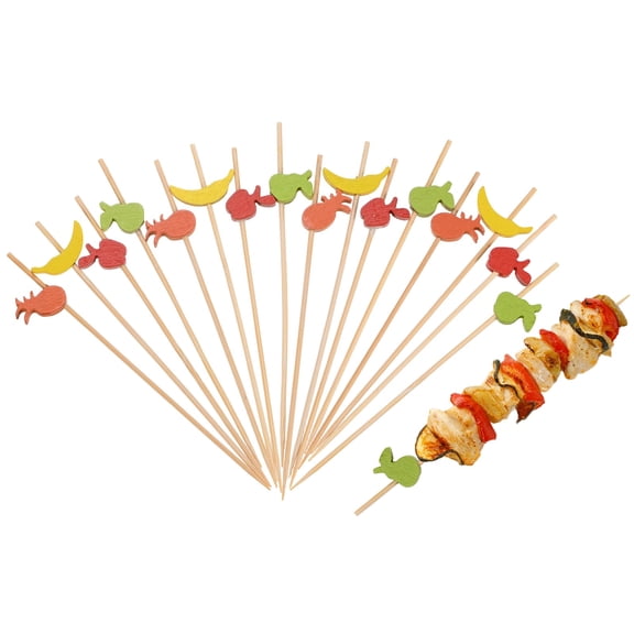 Uxcell 100-Pack Cocktail Picks, 4.7 Inch Long Bamboo Fancy Toothpicks for Barbecue/Charcuterie Boards/Drinks/Fruit [Multicolor, Fruit]