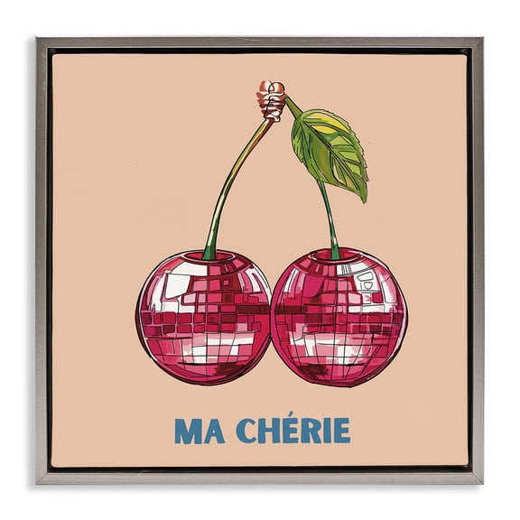 Stupell Industries Eclectic Ma Cherie Fruits Gray Floating Frame Canvas Art, 18 x 18, by Amelia Noyes