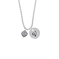 thumbnail image 2 of Delight Jewelry Black Nickeltone Clear Crystal Heart Silvertone Script Initial Disc - V - Charm Necklace, 20"+3", 2 of 4
