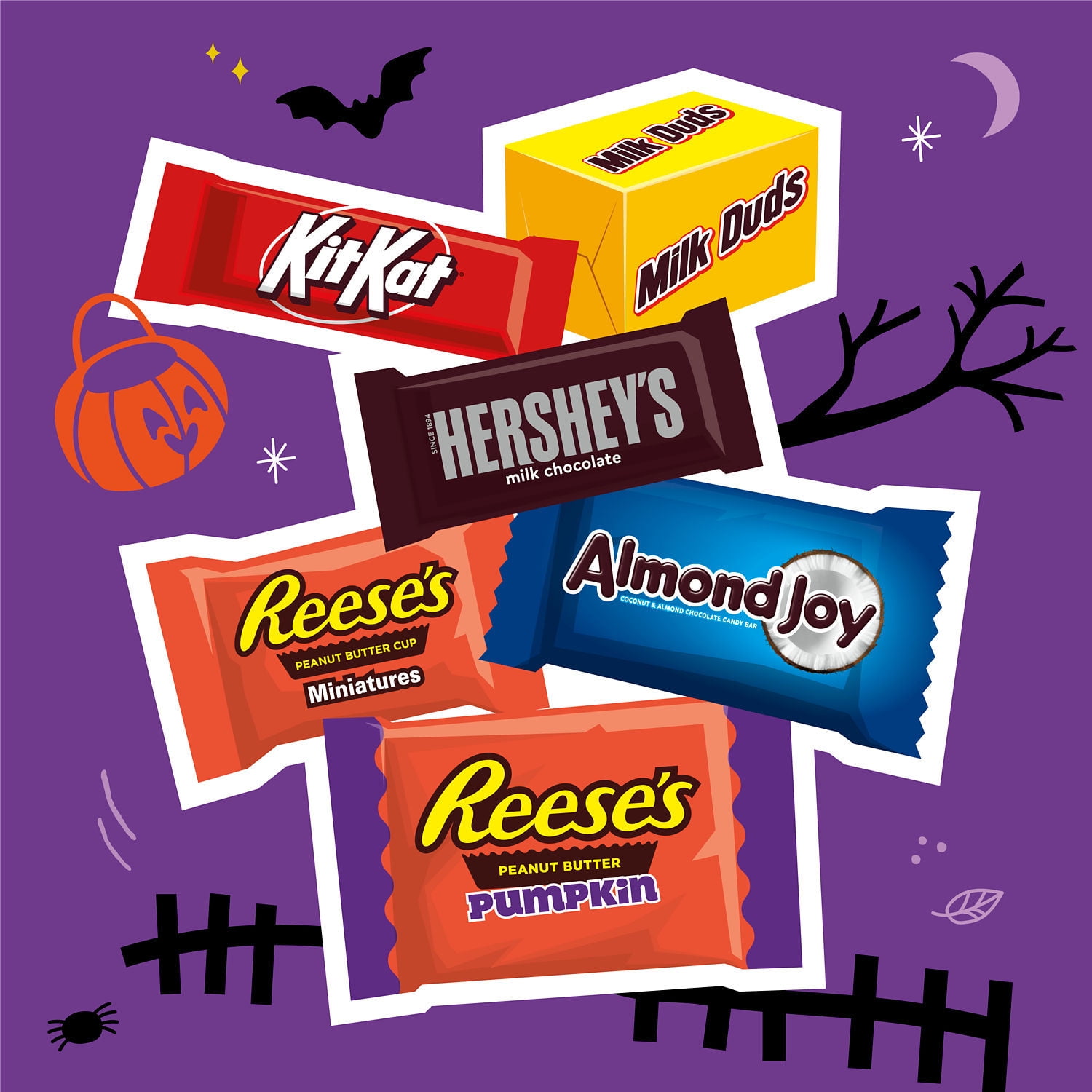 Hershey Miniatures Assorted Chocolate Flavored Halloween Candy, Bag 28.19 oz, 75 Pieces