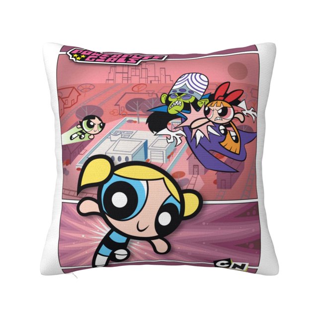 Funda de almohada súper suave de Las Chicas Superpoderosas con cremallera para dormitorio, sofá, sillón, fundas de almohada mullidas y acogedoras para todas las estaciones, almohada cuadrada