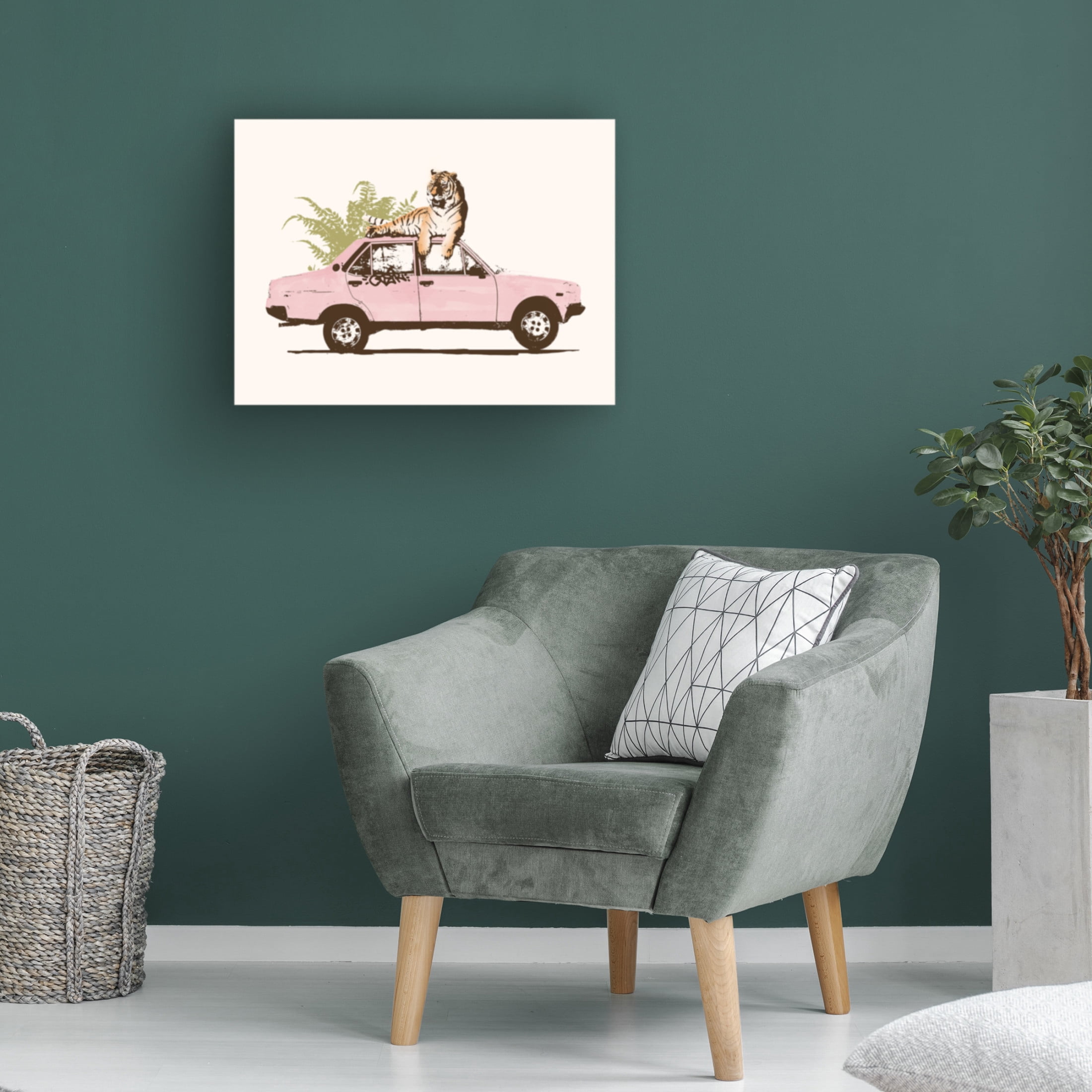Trademark Fine Art Florent Bodart Tiger On Car Canvas Wall Art