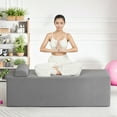 thumbnail image 6 of Advwin Convertible Yoga Chaise Lounge Chair, Ergonomic Foam Lounge with Lumbar Pillow, Washable Cover & Side Pocket, Gray, 6 of 12