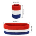 thumbnail image 2 of Uxcell 2 Sport Wristbands & 1 Headband Set Cotton Absorbent Athletic Sweatband Red, White, Blue, 2 of 6