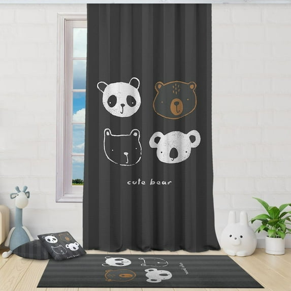 3S Brother's Cute Bear 100% Blackout Curtains for Kids Bedroom Thermal Insulated Noise Reducing Home Décor Printed Window Curtains Single Curtain Panel - Made in Turkey (52"Wx120"L)