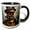 Black/White, variant on 3drose, Fantastic Machine Skull in Metal Helmet. Fantasy Mechanical Gear, 11oz Mug
