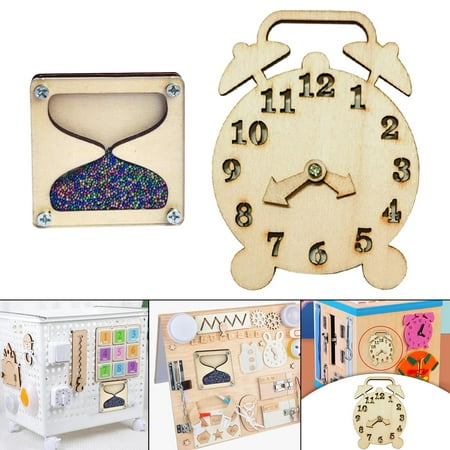 

2pcs Busy Board Clock and Hourglass Motor Skill Teaching Educational Sensory To DIY Material for Kids Children
