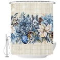 thumbnail image 2 of Shower Curtains for Bathroom, Blue Poinsettia Christmas Waterproof Fabric Shower Curtain, Xmas Botanical Balls Snowflake Retro Decorative Bathroom Curtain for Bathtub, 36"x72", No Hooks Included, 2 of 9