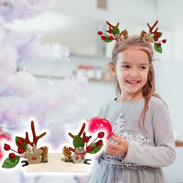 Xihbxyly Horquilla Navideña con Diseño de Árbol de Navidad, Ideal para Fiestas, Decoración Multiusos, Ideal Como Regalo Familiar, Elegante Accesorio para El Cabello (1 Par)