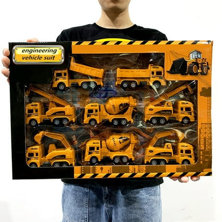 

Weloille 8 Pack Kids Construction Vehicles Playset -ane Excavator Dump Truck Cement Educational Engineering Toy Set Birthday Gift For 3+ Year Old Boy