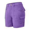 thumbnail image 5 of Mohiass Cargo Shorts Women Knee Length Hiking High Waisted Bermuda Shorts Casual Pull on Trendy Summer Shorts with Pockets Purple XXL, 5 of 6