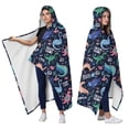 thumbnail image 2 of Wearable Blanket,DarkBlue Cartoon Dinosaurs Text Pattern Hooded Wearable Flannel Blanket for Adults & Teens,Winter Poncho Shawl Wrap Cape Cozy Anti-Pill,50"x60", 2 of 5