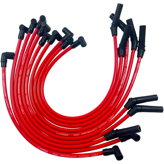 10pcs 10mm High Performance Spark Plug Wire Set Ignition Wires Compatible with Ford F-150 F150 Mustang 5.0L 5.8L, SBF 302 Small Block with HEI Distributor Caps