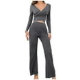 thumbnail image 2 of lmcalzta Lounge Sets for Women Long Sleeve Sexy Pajamas Set 2 Piece Outfits Tops and Pants Sleepwear Homewear, 2 of 9