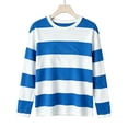 thumbnail image 4 of VBVC Women's Striped Crew Neck Top , Ladies' Loose Fit Drop Shoulder Shirt , Stretchy Long Sleeve Pullover For Women, S-XL, 4 of 5