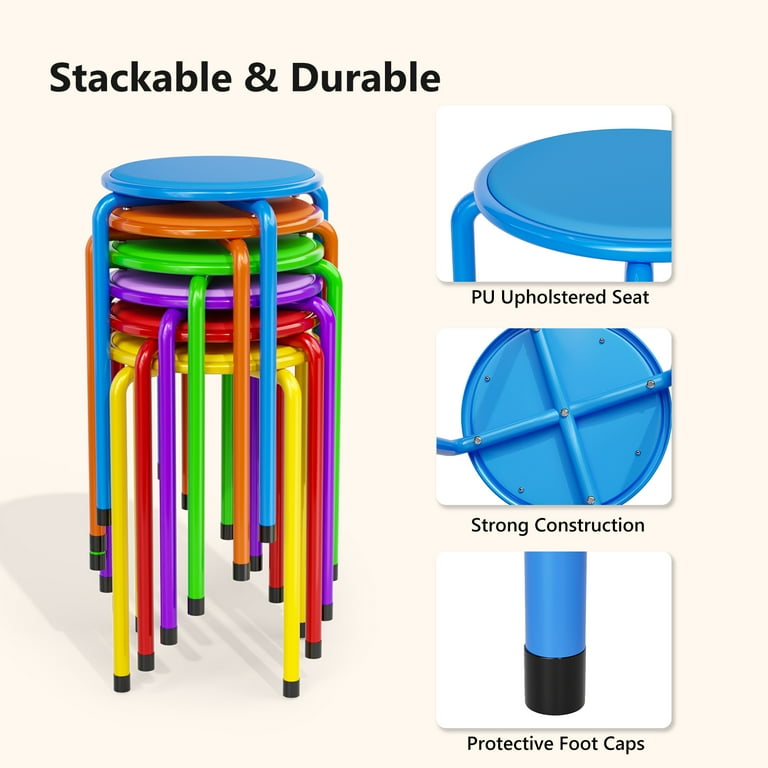 Ktaxon Rainbow Stacking Chairs 6 Pcs, Padded Stackable Conference